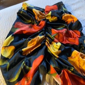 Vintage floral print ruched skirt